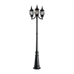 Riviera 84.5 in. Black 3-Light Outdoor Post Lamp with Clear Beveled Glass Shade by Designers Fountain
