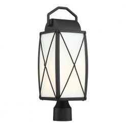 Fairlington 19.75 in. Black 1-Light Outdoor Post Lamp with Etched White Glass Shade by Designers Fountain -Designers Fountain Shop black designers fountain post light sets 94696 bk 1d 1000