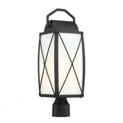 Fairlington 19.75 in. Black 1-Light Outdoor Post Lamp with Etched White Glass Shade by Designers Fountain -Designers Fountain Shop black designers fountain post light sets 94696 bk a0 1000