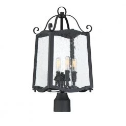 Glenwood 18.5 in. Black 4-Light Outdoor Post Lamp with Clear Seedy Glass Shade by Designers Fountain