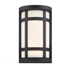 8 in. Logan Square 2-Light Matte Black Transitional Wall Mount Sconce Light with Opal Glass Shade by Designers Fountain