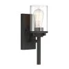 4.5 in. Jedrek 1-Light Matte Black Industrial Wall Mount Sconce Light with Clear Glass Shade by Designers Fountain -Designers Fountain Shop black designers fountain vanity lighting 93301 bk 64 1000