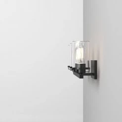 24 in. Jedrek 3-Light Black Industrial Bathroom Vanity Light with Clear Glass Shades by Designers Fountain -Designers Fountain Shop black designers fountain vanity lighting 93303 bk 1f 1000