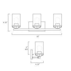 24 in. Jedrek 3-Light Black Industrial Bathroom Vanity Light with Clear Glass Shades by Designers Fountain -Designers Fountain Shop black designers fountain vanity lighting 93303 bk 40 1000