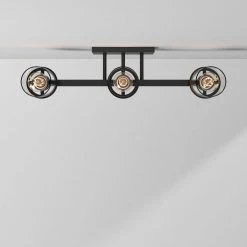 24 in. Jedrek 3-Light Black Industrial Bathroom Vanity Light with Clear Glass Shades by Designers Fountain -Designers Fountain Shop black designers fountain vanity lighting 93303 bk 76 1000