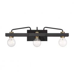 24 in. Ravella 3-Light Black Modern Industrial Bathroom Vanity Light by Designers Fountain