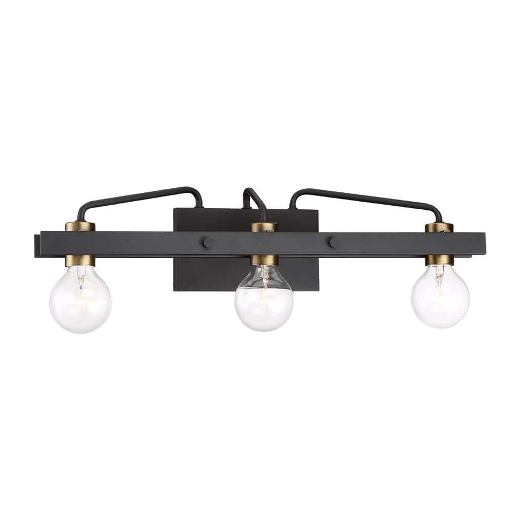 24 in. Ravella 3-Light Black Modern Industrial Bathroom Vanity Light by Designers Fountain 6 24 in. Ravella 3-Light Black Modern Industrial Bathroom Vanity Light by Designers Fountain - Image 4