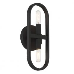 5.25 in. Carousel 2-Light Modern Black Wall Mount Sconce Light by Designers Fountain