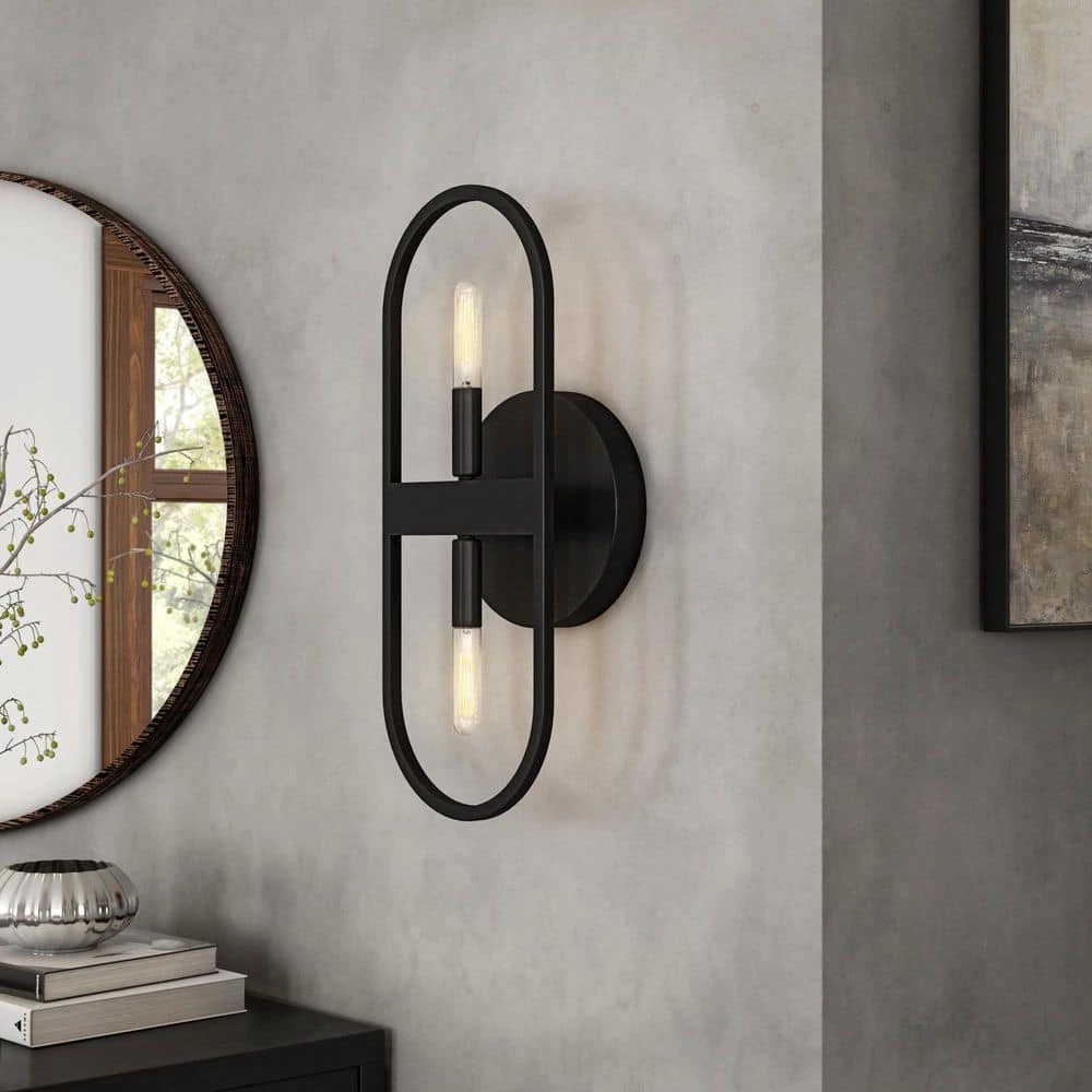 5.25 in. Carousel 2-Light Modern Black Wall Mount Sconce Light by Designers Fountain 4 5.25 in. Carousel 2-Light Modern Black Wall Mount Sconce Light by Designers Fountain - Image 2