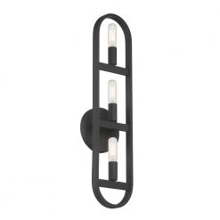 5.25 in. Carousel 3-Light Black Modern Wall Mount Sconce Light by Designers Fountain