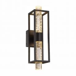 4.5 in. Aloft 1-Light LED Black Glam Wall Mount Sconce Light with Clear Seedy Glass Shade by Designers Fountain