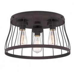 16 in. Brooklyn 3-Light Bronze Ceiling Light Flush Mount by Designers Fountain