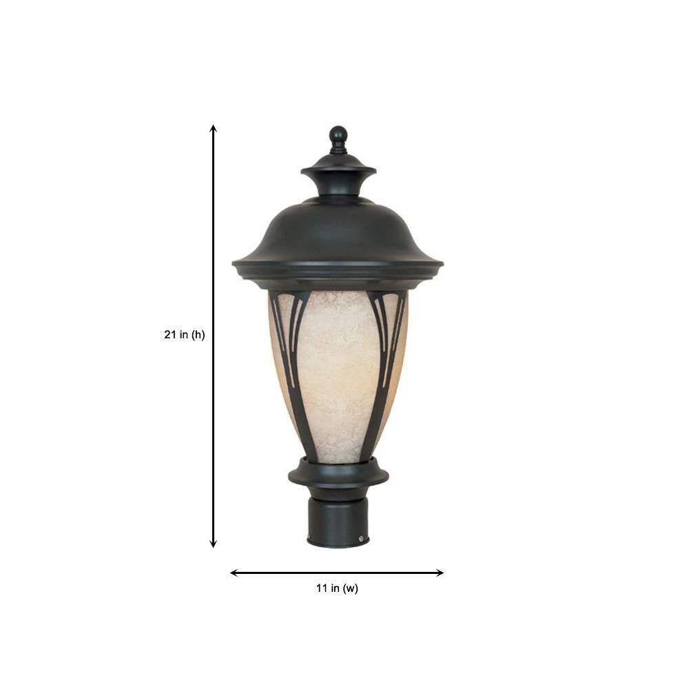 Westchester 21 in. Bronze 3-Light Outdoor Post Lamp with Amber Glass Shade by Designers Fountain 4 Westchester 21 in. Bronze 3-Light Outdoor Post Lamp with Amber Glass Shade by Designers Fountain - Image 2