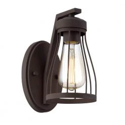 4.5 in. Brooklyn 1-Light Bronze Rustic Wall Mount Sconce Light with Metal Cage Shade by Designers Fountain