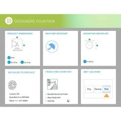 Fremont 8.5 in. Brushed Aluminum LED Outdoor Wall Lamp with Frosted Glass Shade by Designers Fountain -Designers Fountain Shop brushed aluminum designers fountain outdoor sconces led34721 ba a0 1000