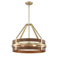 Atwood 4-Light Brushed Brass Down Pendant by Designers Fountain