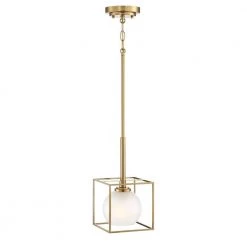 Cowen 1-Light Brushed Gold Interior Mini Pendant with Clear Polished Etched Glass Shade by Designers Fountain -Designers Fountain Shop brushed gold designers fountain chandeliers 94530 bg a0 1000