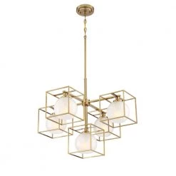 Cowen 5-Light Brushed Gold Interior Chandelier with Clear Polished Etched Glass Shade by Designers Fountain -Designers Fountain Shop brushed gold designers fountain chandeliers 94585 bg 1d 1000