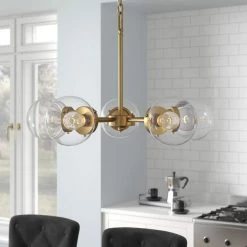 Knoll 5-Light Brushed Gold Chandelier with Clear Glass Shades by Designers Fountain -Designers Fountain Shop brushed gold designers fountain chandeliers 95985 bg 1d 1000