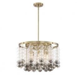 Villa Rose 8-Light Brushed Gold Chandelier with Clear Smoke Glass by Designers Fountain