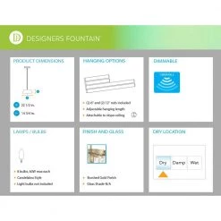 Villa Rose 8-Light Brushed Gold Chandelier with Clear Smoke Glass by Designers Fountain -Designers Fountain Shop brushed gold designers fountain chandeliers d208c 8ch bg 77 1000