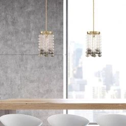 Villa Rose 1-Light Brushed Gold Mini Pendant with Clear Smoke Glass by Designers Fountain -Designers Fountain Shop brushed gold designers fountain chandeliers d208m 9p bg 1d 1000