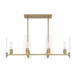 Bergen Beach 6-Lights Brushed Gold Island Pendant by Designers Fountain