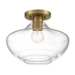 Emma 12 in. 1-Light Brushed Gold Semi-Flush Mount by Designers Fountain