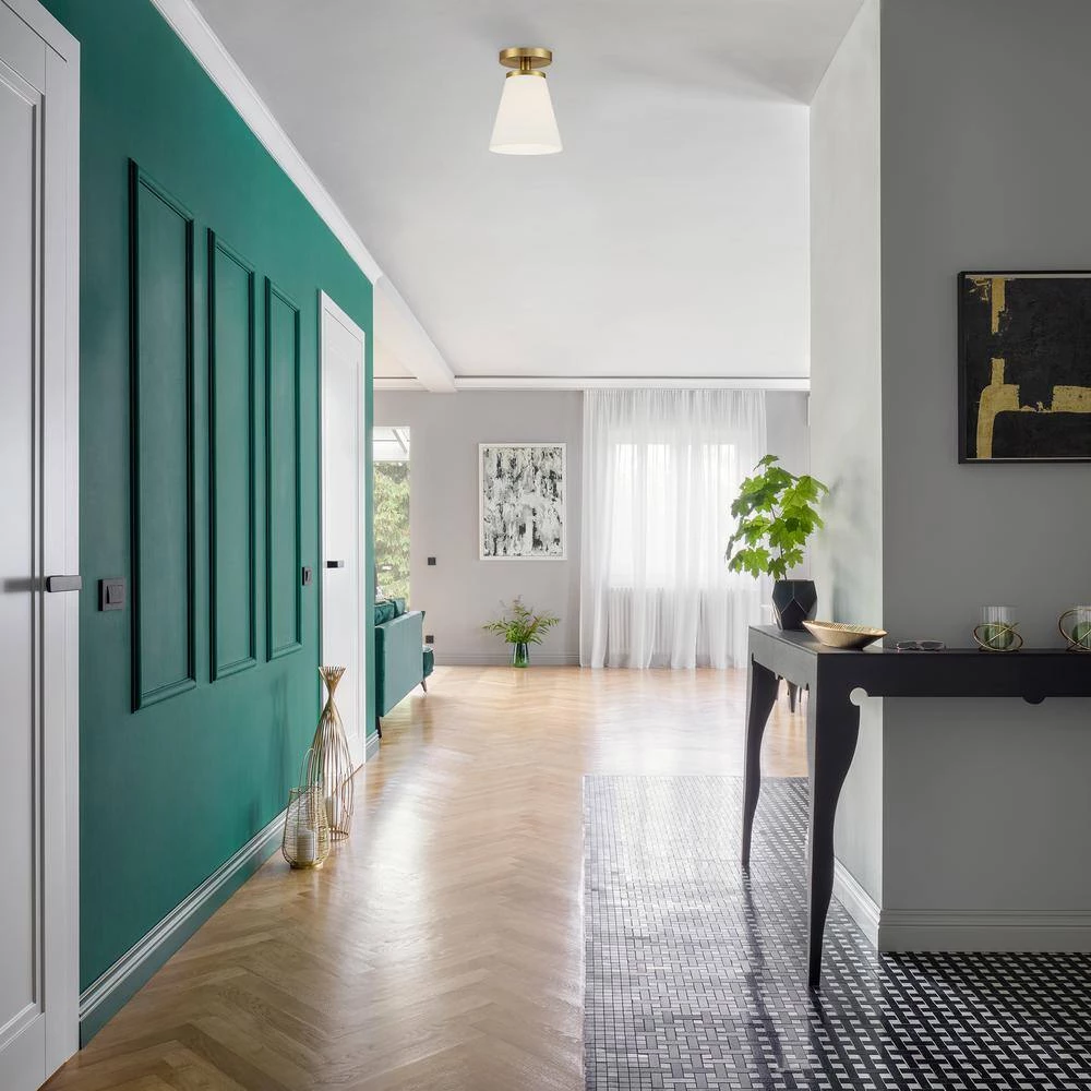 Palmyra 7 in. 1 Light Brushed Gold Semi Flush Mount by Designers Fountain 5 Palmyra 7 in. 1 Light Brushed Gold Semi Flush Mount by Designers Fountain - Image 3