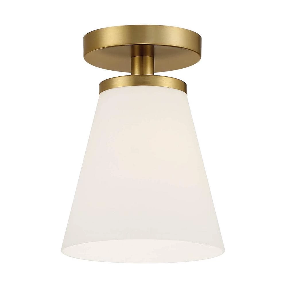 Palmyra 7 in. 1 Light Brushed Gold Semi Flush Mount by Designers Fountain 3 Palmyra 7 in. 1 Light Brushed Gold Semi Flush Mount by Designers Fountain