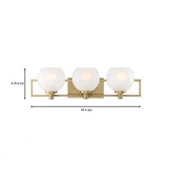 24 in. Cowen 3-Light Brushed Gold Mid-Century Modern Bathroom Vanity Light with Etched Glass Shades by Designers Fountain 14 24 in. Cowen 3-Light Brushed Gold Mid-Century Modern Bathroom Vanity Light with Etched Glass Shades by Designers Fountain -Designers Fountain Shop brushed gold designers fountain vanity lighting 94503 bg 1d 1000