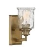 5 in. Drake 1-Light Brushed Gold Industrial Wall Mount Sconce Light with Clear Hammered Glass Shade by Designers Fountain -Designers Fountain Shop brushed gold designers fountain vanity lighting 96301 bg 64 1000