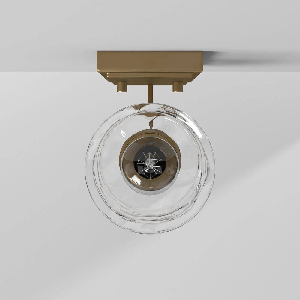 5 in. Drake 1-Light Brushed Gold Industrial Wall Mount Sconce Light with Clear Hammered Glass Shade by Designers Fountain 11 5 in. Drake 1-Light Brushed Gold Industrial Wall Mount Sconce Light with Clear Hammered Glass Shade by Designers Fountain - Image 9