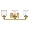24 in. Drake 3-Light Brushed Gold Industrial Bathroom Vanity Light with Clear Hammered Glass Shades by Designers Fountain -Designers Fountain Shop brushed gold designers fountain vanity lighting 96303 bg 64 1000