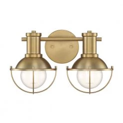 15 in. Dalton 2-Light Brushed Gold Industrial Bathroom Vanity Light by Designers Fountain