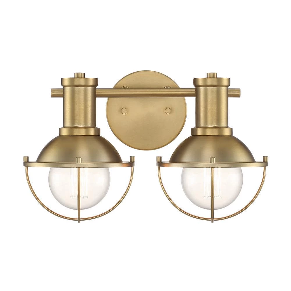 15 in. Dalton 2-Light Brushed Gold Industrial Bathroom Vanity Light by Designers Fountain 3 15 in. Dalton 2-Light Brushed Gold Industrial Bathroom Vanity Light by Designers Fountain