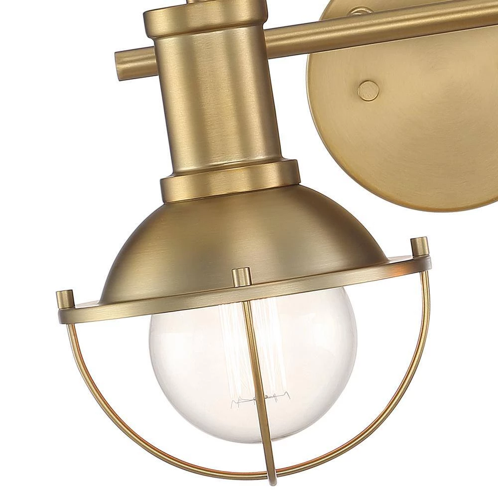 15 in. Dalton 2-Light Brushed Gold Industrial Bathroom Vanity Light by Designers Fountain 4 15 in. Dalton 2-Light Brushed Gold Industrial Bathroom Vanity Light by Designers Fountain - Image 2
