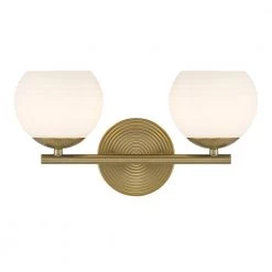 15.5 in. Moon Breeze 2-Light Retro Modern Brushed Gold Modern Bathroom Vanity Light with Etched Glass Shades by Designers Fountain -Designers Fountain Shop brushed gold designers fountain vanity lighting d251h 2b bg c3 1000