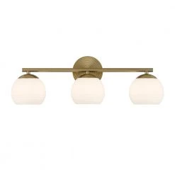24.75 in. Moon Breeze 3-Light Brushed Gold Retro Modern Bathroom Vanity Light with Etched Glass Shades by Designers Fountain -Designers Fountain Shop brushed gold designers fountain vanity lighting d251h 3b bg 1f 1000