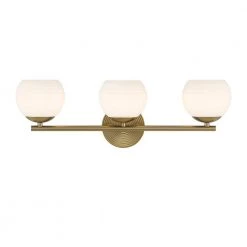 24.75 in. Moon Breeze 3-Light Brushed Gold Retro Modern Bathroom Vanity Light with Etched Glass Shades by Designers Fountain -Designers Fountain Shop brushed gold designers fountain vanity lighting d251h 3b bg c3 1000