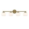 32.5 in. Moon Breeze 4-Light Brushed Gold Retro Modern Wall Mount Sconce Light with Etched Glass Shade by Designers Fountain -Designers Fountain Shop brushed gold designers fountain vanity lighting d251h 4b bg 64 1000