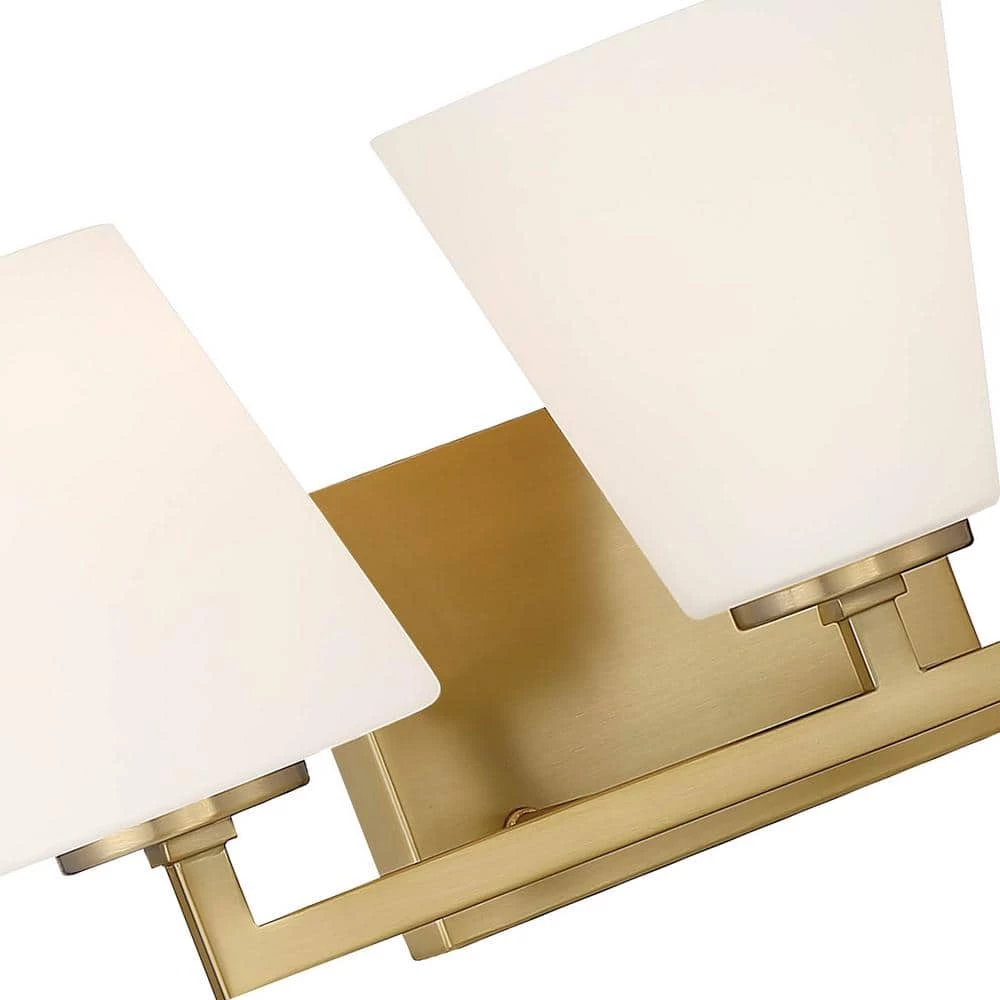 24 in. Palmyra 3-Light Brushed Gold Mid-Century Modern Bathroom Vanity Light with Etched Opal Glass Shades by Designers Fountain 5 24 in. Palmyra 3-Light Brushed Gold Mid-Century Modern Bathroom Vanity Light with Etched Opal Glass Shades by Designers Fountain - Image 3