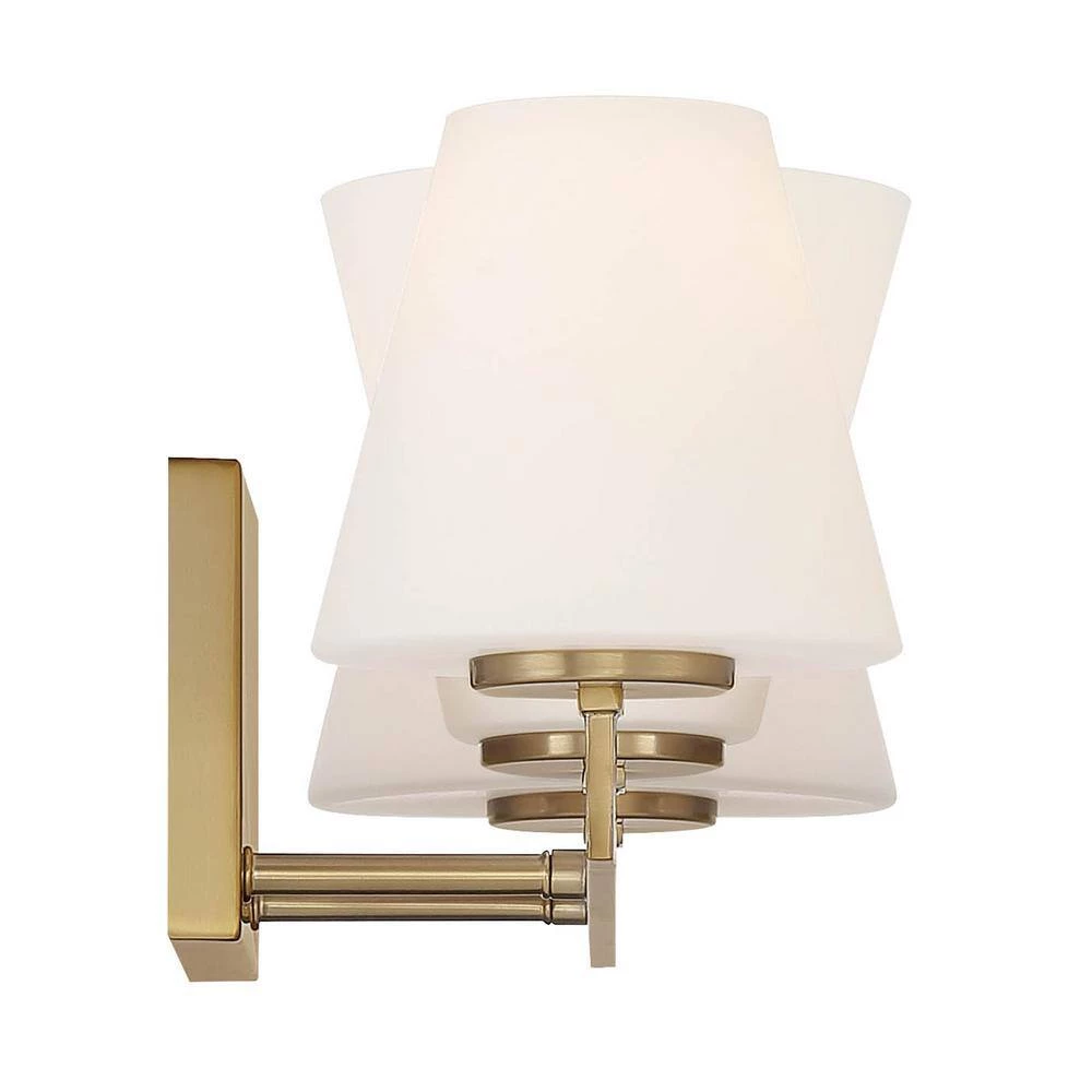 24 in. Palmyra 3-Light Brushed Gold Mid-Century Modern Bathroom Vanity Light with Etched Opal Glass Shades by Designers Fountain 8 24 in. Palmyra 3-Light Brushed Gold Mid-Century Modern Bathroom Vanity Light with Etched Opal Glass Shades by Designers Fountain - Image 6
