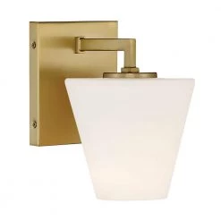 Palmyra 8.75 in. 1-Light Brushed Gold Wall Sconce with Etched Opal Glass Shade by Designers Fountain -Designers Fountain Shop brushed gold designers fountain vanity lighting d255m ws bg 4f 1000