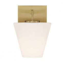Palmyra 8.75 in. 1-Light Brushed Gold Wall Sconce with Etched Opal Glass Shade by Designers Fountain -Designers Fountain Shop brushed gold designers fountain vanity lighting d255m ws bg c3 1000