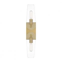 4.5 in. Bergen Beach 2-Light Brushed Gold Glam Wall Mount Sconce Light with Clear Glass Shades by Designers Fountain -Designers Fountain Shop brushed gold designers fountain vanity lighting d256m 2ws bg 1f 1000