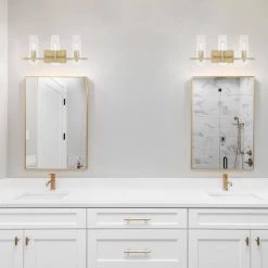 24 in. Bergen Beach 3-Light Brushed Gold Glam Bathroom Vanity Light with Clear Glass Shades by Designers Fountain -Designers Fountain Shop brushed gold designers fountain vanity lighting d256m 3b bg 77 1000