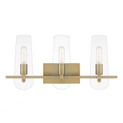 24 in. Bergen Beach 3-Light Brushed Gold Glam Bathroom Vanity Light with Clear Glass Shades by Designers Fountain -Designers Fountain Shop brushed gold designers fountain vanity lighting d256m 3b bg c3 1000