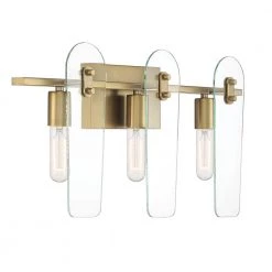 24 in. Bergen Beach 3-Light Brushed Gold Glam Bathroom Vanity Light with Clear Glass Shades by Designers Fountain -Designers Fountain Shop brushed gold designers fountain vanity lighting d256m 3b bg fa 1000