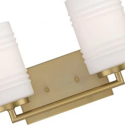 14.5 in. Leavenworth 2-Light Brushed Gold Modern Bathroom Vanity Light with Etched Ribbed Glass Shades by Designers Fountain -Designers Fountain Shop brushed gold designers fountain vanity lighting d257m 2b bg 44 1000
